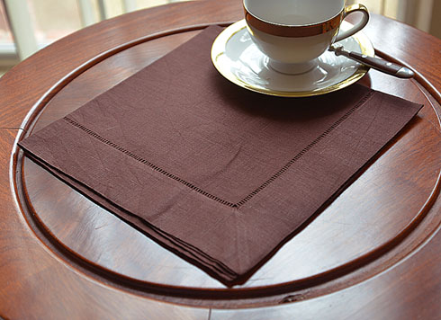 Linen Napkin.Chocolate Fondant color.Hemstitch.20" napkin.(1 pc)